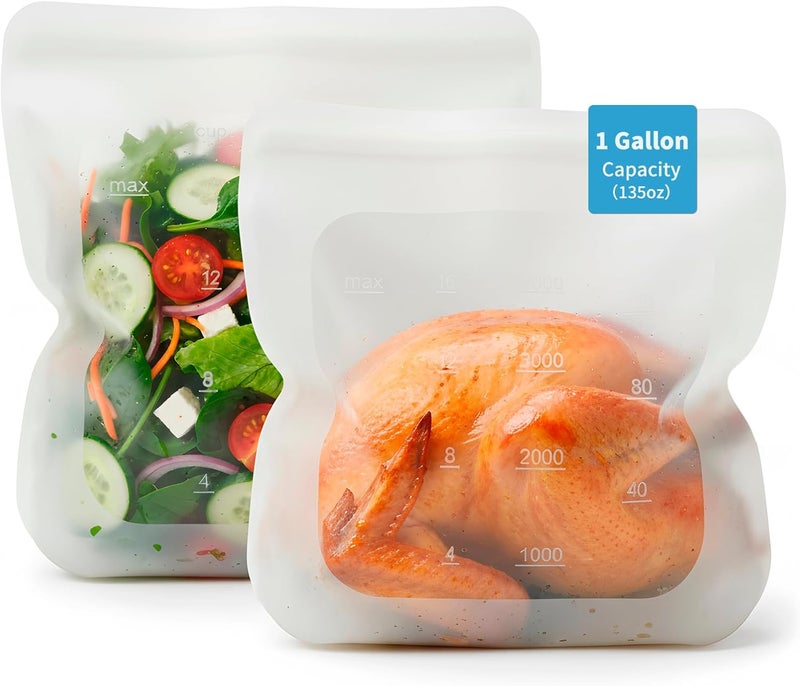 SiliSea Reusable Premium Silicone Food Storage Gallon Bag 135oz,XXL - 2 PCS Food Storage Bag,Freezer Container,Sous Vide,Kitchen Organization,And Meal Prep Bags Microwave,Dishwasher,Oven Safe, BPA Free - Image 1